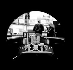 A Bloodhound cockpit mockup used to work out positions for seating and controls.