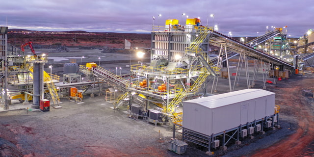 A large plant with equipment for rock processing