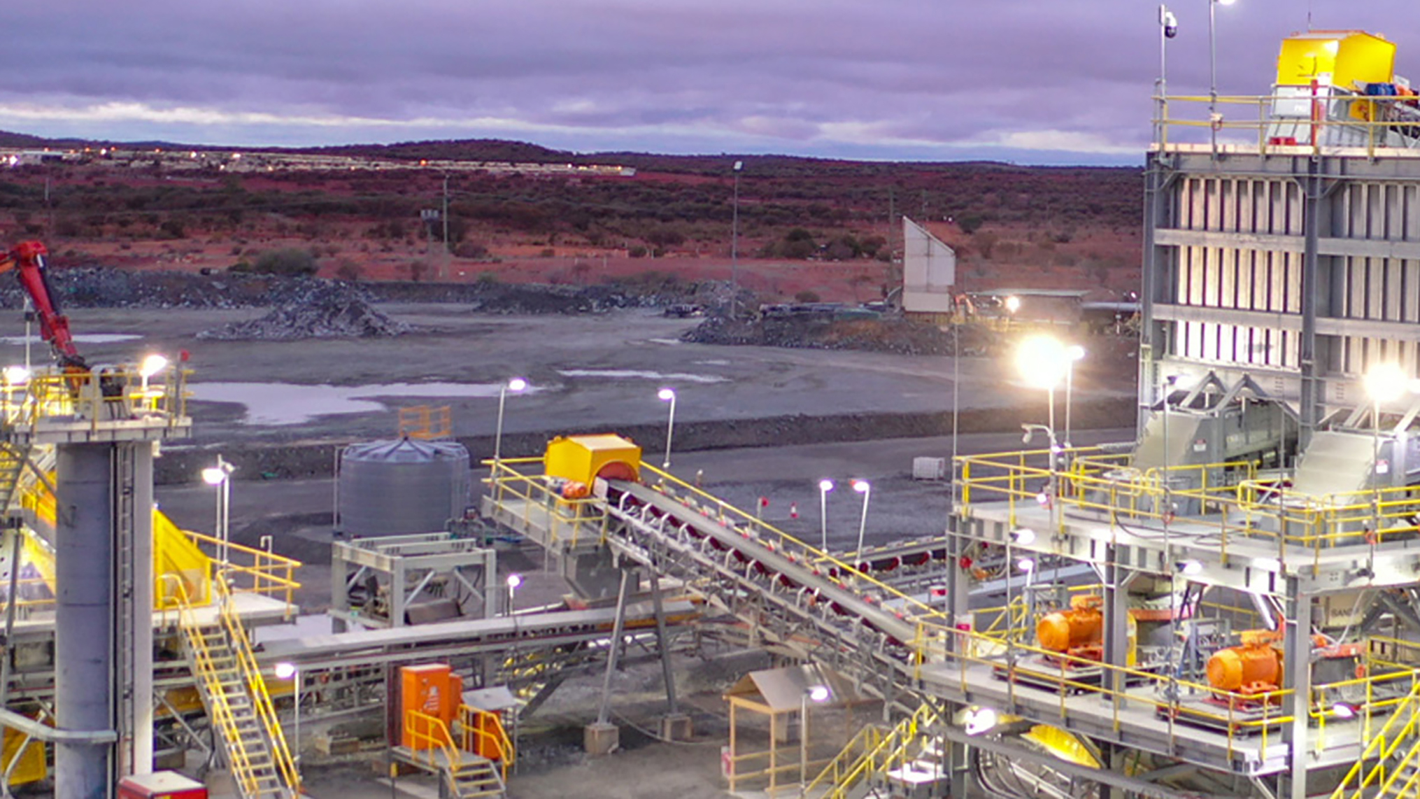 A large plant with equipment for rock processing