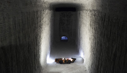 One of the vast chambers in the Bernburg salt mine.