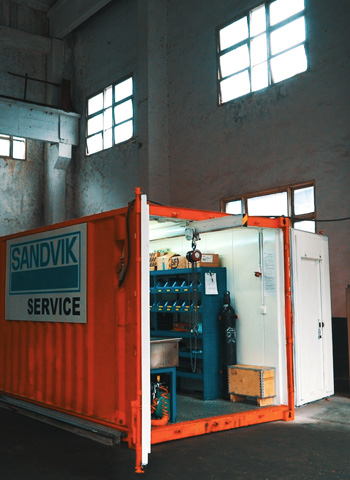 A Sandvik-branded maintenance container.