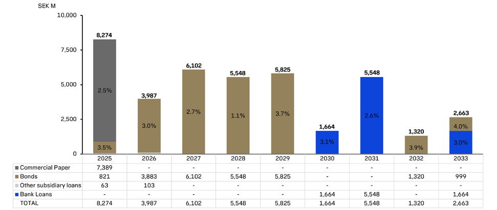 Bar chart showing the loan maturity profile June 30, 2025.