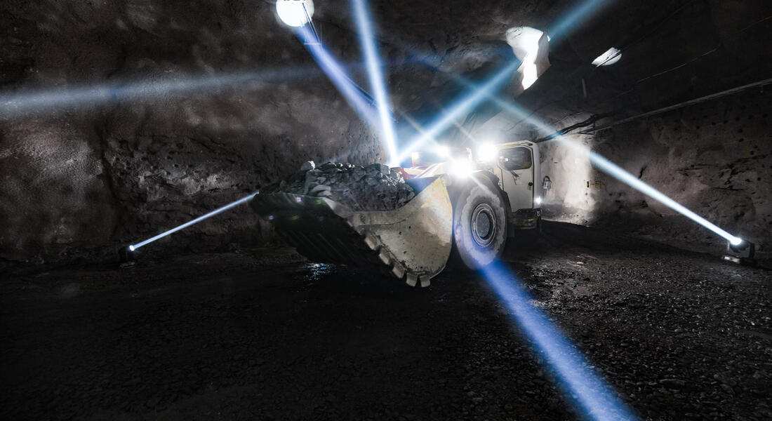 A loader in an underground mine